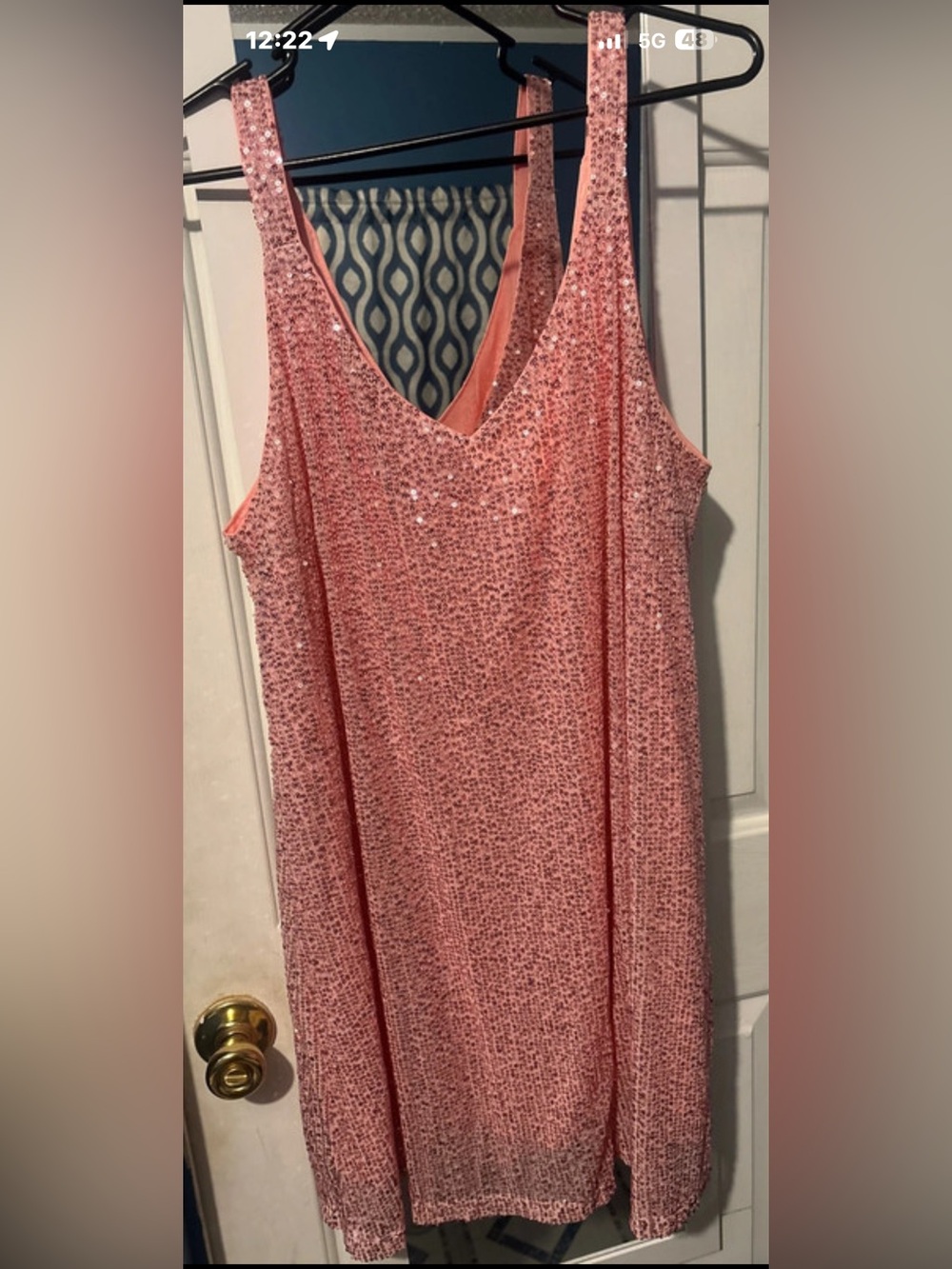 SHEIN Pink Sequin Mini Tank Dress
